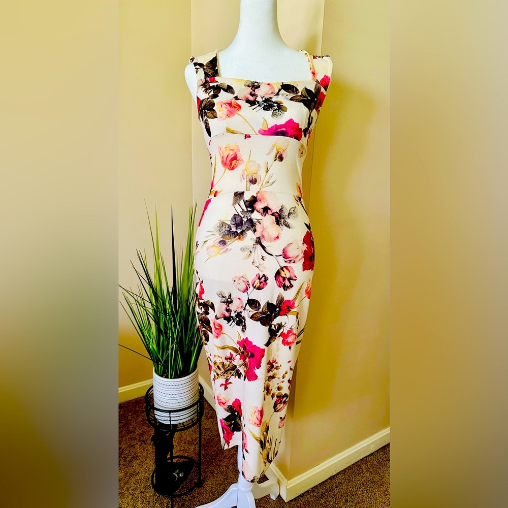 Vintage style floral midi dress